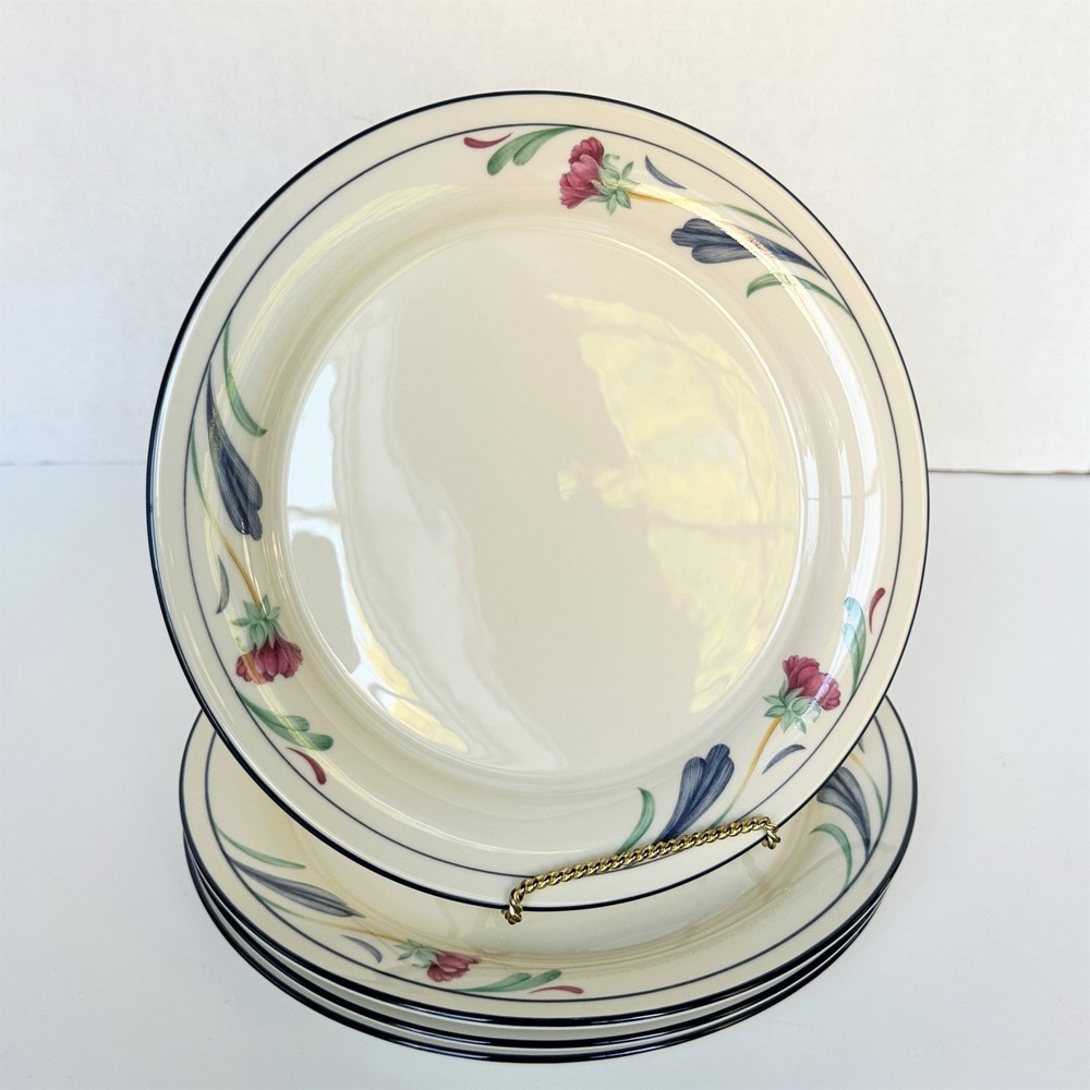 Set of 4 Lenox Chinastone Poppies on Blue 8 1/2" Salad Plates